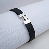 Срібний браслет на шкірі під гравіювання, фото 4