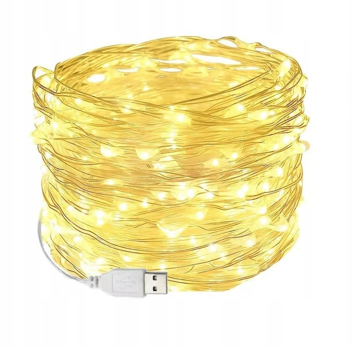 Гірлянда крапля роси usb Sun Lamp 100 led нитка довжина 10м c USB для 5v, від powerbank