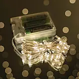 Гірлянда роса 100 Led 10 м на батарейках теплий жовтий колір на батарейках 3 шт АА, фото 3