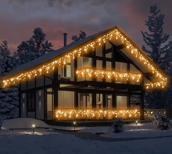 Гірлянда Вулична "Бахрома" від мережі 5 м 100 LED Тепле світло із синім ефектом мерехтіння