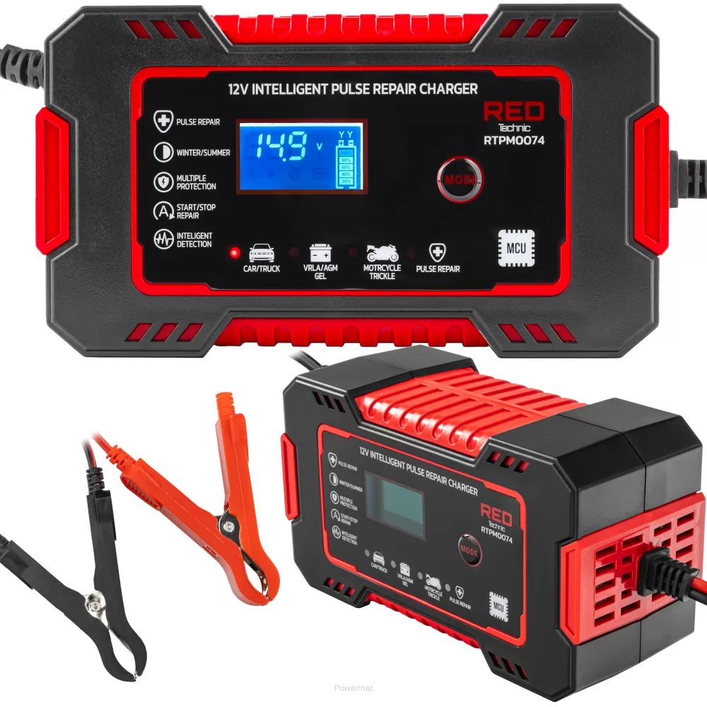 Пристрій зарядний для акумулятора на 12 В/6 А/AGM, GEL Польща RED TECHNIC RTPM0074
