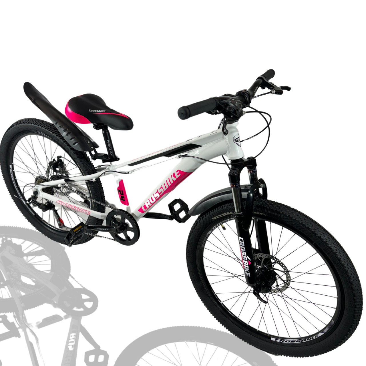Велосипед 24" Dragster 2024 Susp Рама-11" white-pink