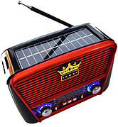 Радіоприймач Golon RX-456S акумуляторне радіо портативна колонка із сонячною панеллю Solar USB Червоний