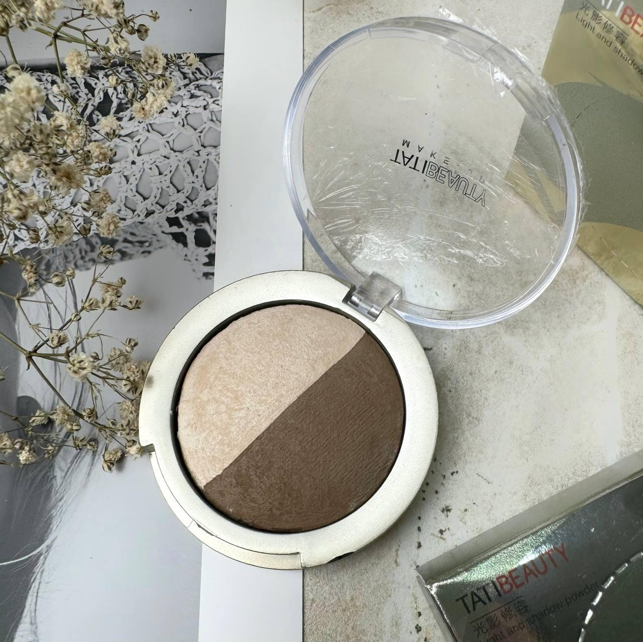 Палетка для контурингу обличчя ( хайлайтер та контур) TatiBeauty, № 01
