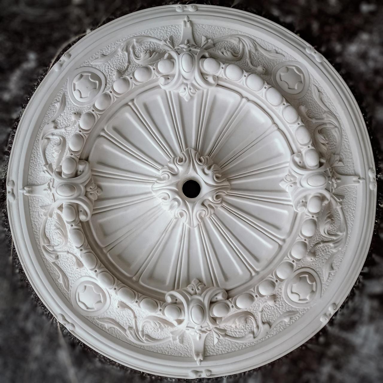 Розетка стельова з гіпсу р-1 Ø 500 мм, класична, бароко, кругла, ліпнина з гіпсу, фото 1