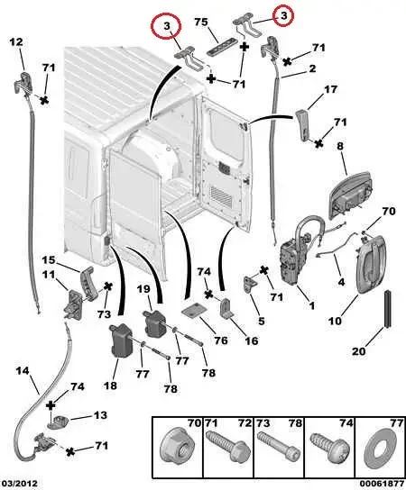 Скоба замка двері зад верхня Fiat Ducato 250, Peugeot Boxer, Citroen Jumper (2006-2014), 1362281080, 8724H5