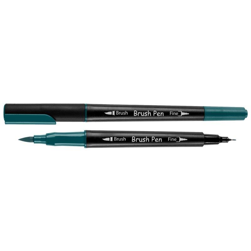 Маркер акварельний SANTI "Brush Pen" SW-16, синьо-зелений, двосторонній 391016 G-Rich, фото 1