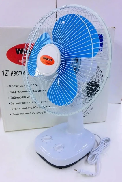 Вентилятор Wimpex WX-1203 настільний з таймером безшумний 80 Вт, фото 1