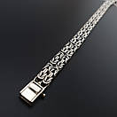 Чоловічий срібний браслет подвійний лисячий хвіст Фокс. Браслет на руку широкий замок коробка 24 см, фото 10