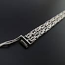 Чоловічий срібний браслет подвійний лисячий хвіст Фокс. Браслет на руку широкий замок коробка 24 см, фото 9