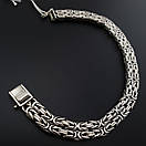 Чоловічий срібний браслет подвійний лисячий хвіст Фокс. Браслет на руку широкий замок коробка 24 см, фото 8