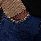 Чоловічий срібний браслет подвійний лисячий хвіст Фокс. Браслет на руку широкий замок коробка 24 см, фото 7