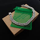 Чоловічий срібний браслет подвійний лисячий хвіст Фокс. Браслет на руку широкий замок коробка 24 см, фото 3