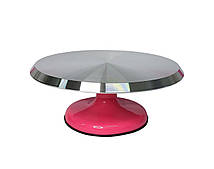 Стійка для торта обертова металева РОЖЕВА неон яскравий (МАЄ ДЕФЕКТИ)