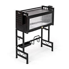 Полиця-органайзер для зберігання та сушіння посуду над раковиною мобільна з нержавіючої сталі 65х30х78см Чорна SW-00002115