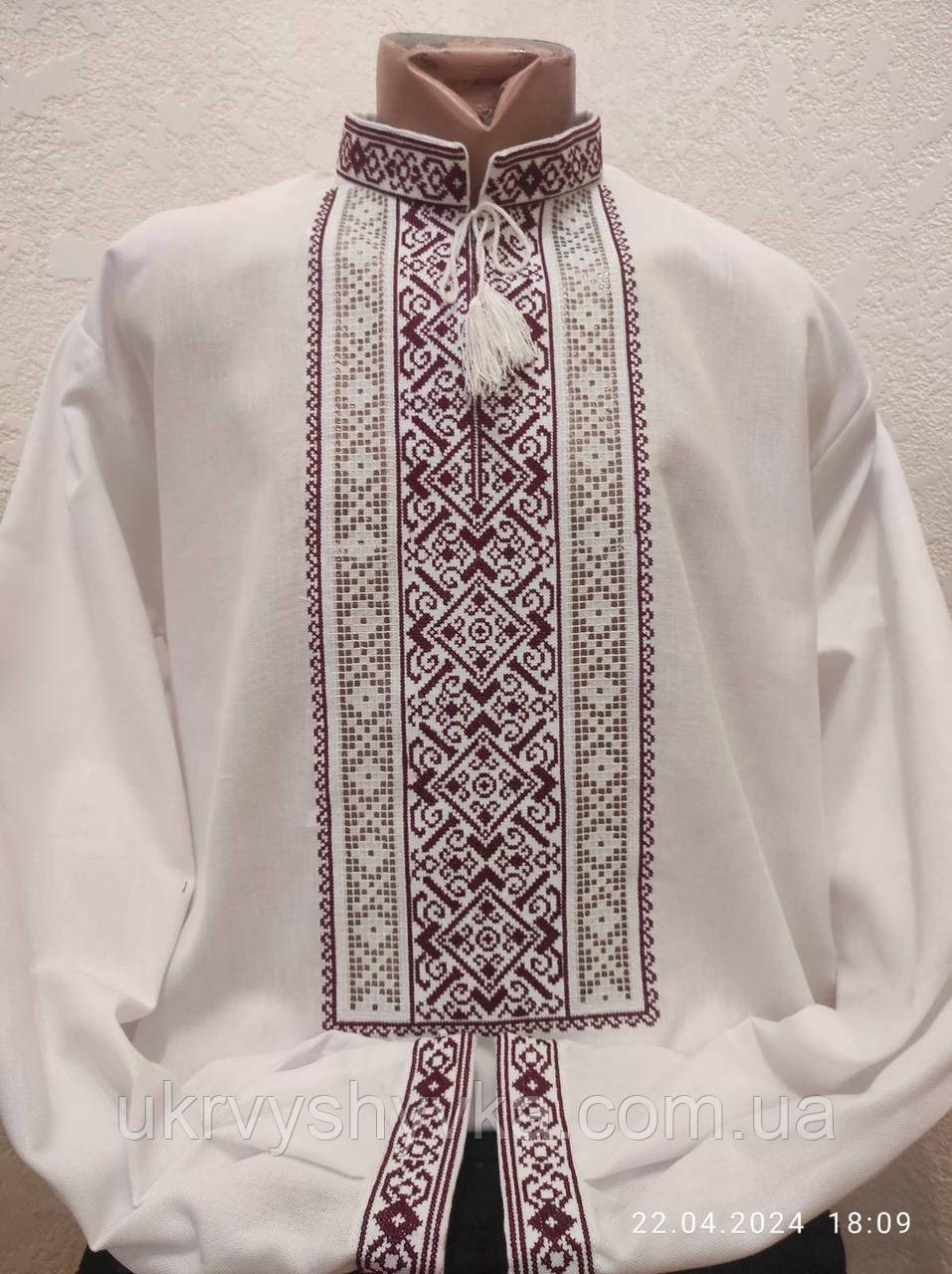 Вишивана сорочка "Мереживна" бордо, фото 1