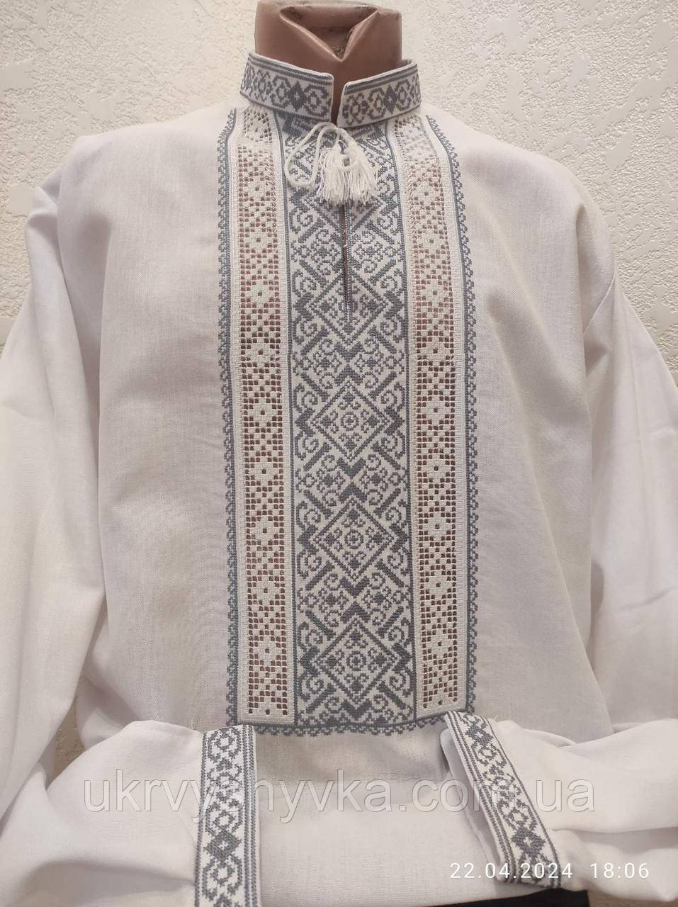 Вишиванка для чоловіків "Мереживна" сіра