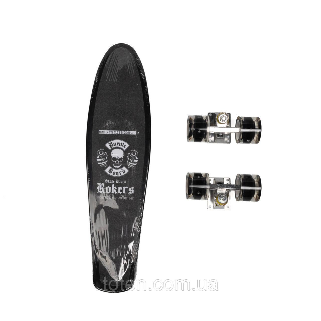 Скейт Пенні борд для дітей MS 0298-1_1 Скейтборд зі світними колесами ABEC 7 алюмінієва підвіска, Чорний топ, фото 1