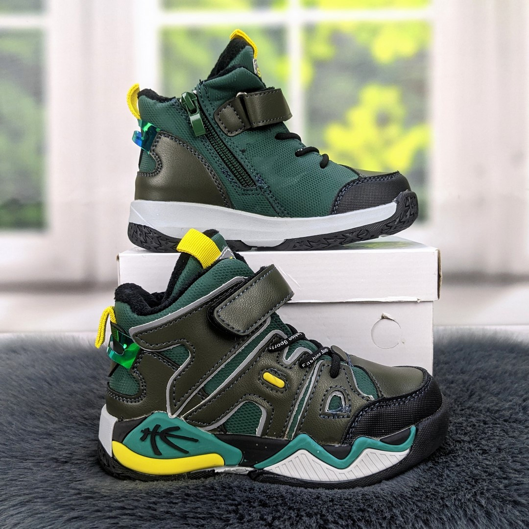 Черевики дитячі демісезонні для хлопчика Башили зелені 5447