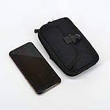Поясна сумка органайзер для телефону і документів горизонтальна чорна, фото 7