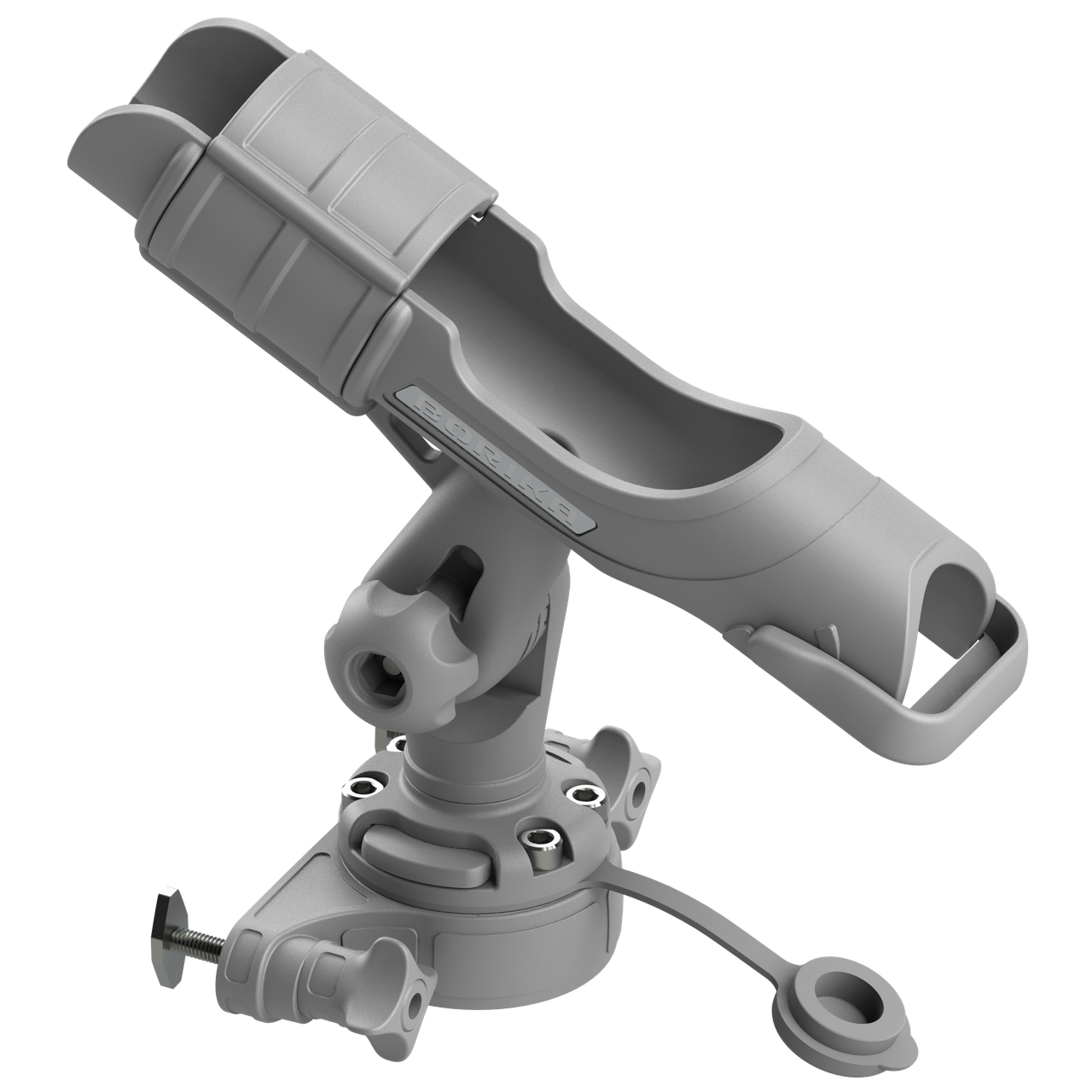 Тримач спінінга BORIKA FASTen HTa213 сірий з монтажною системою FMa для бокового кріплення на профілі з Т-пазом (01.03.007.01.02), фото 1