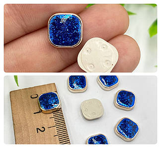 Кабашон "Квадрат у глітері" / Серединки для бантиків / 1,1см / Упаковка - 5 шт №35
