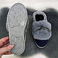 Тапочки чуні жіночі теплі сині з хутряним опушенням Progress 2874-2, фото 3