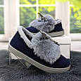 Тапочки чуні жіночі теплі сині з хутряним опушенням Progress 2874-2, фото 5