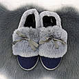 Тапочки чуні жіночі теплі сині з хутряним опушенням Progress 2874-2, фото 7