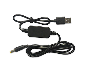 Кабель USB - DC Jack 2,5/2,1 мм, стабілізатор/перетворювач підвищувальний DC-DC 5-9В 0,6А, 1,3 метр, фото 1