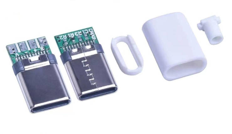 USB Type-C тато (male), 4pin, 3A конектор/штекер/вилка, білий, фото 1