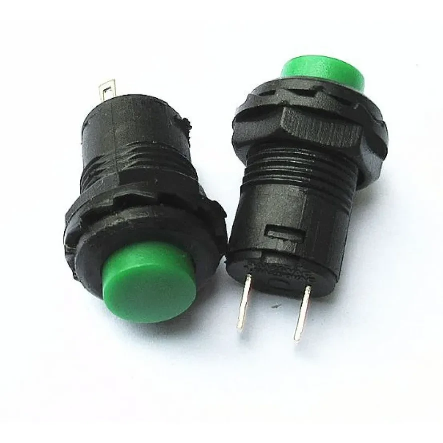 Кнопковий вимикач DS-428 з фіксацією, 1 А, 250 В АС, 12 мм — чорно-зелений, 1 шт.