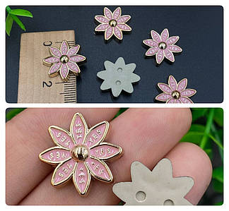 Кабашон "Квітка YES" / Серединки для бантиків / 2 см / Упаковка - 5 шт / Рожевий №41