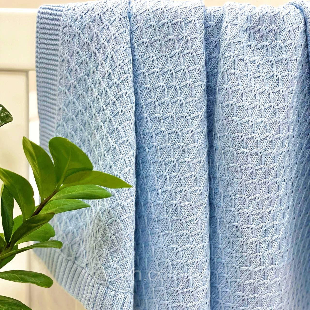 Плед бавовна Ромб дрібний синій, 80х100 +/- 2 см топ, фото 1