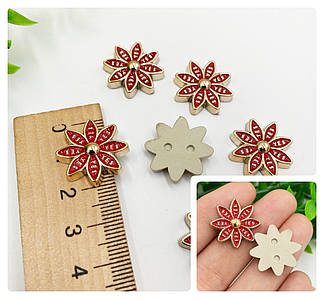 Кабашон "Квітка YES" / Серединки для бантиків / 2 см / Упаковка - 5 шт / Червоний №42