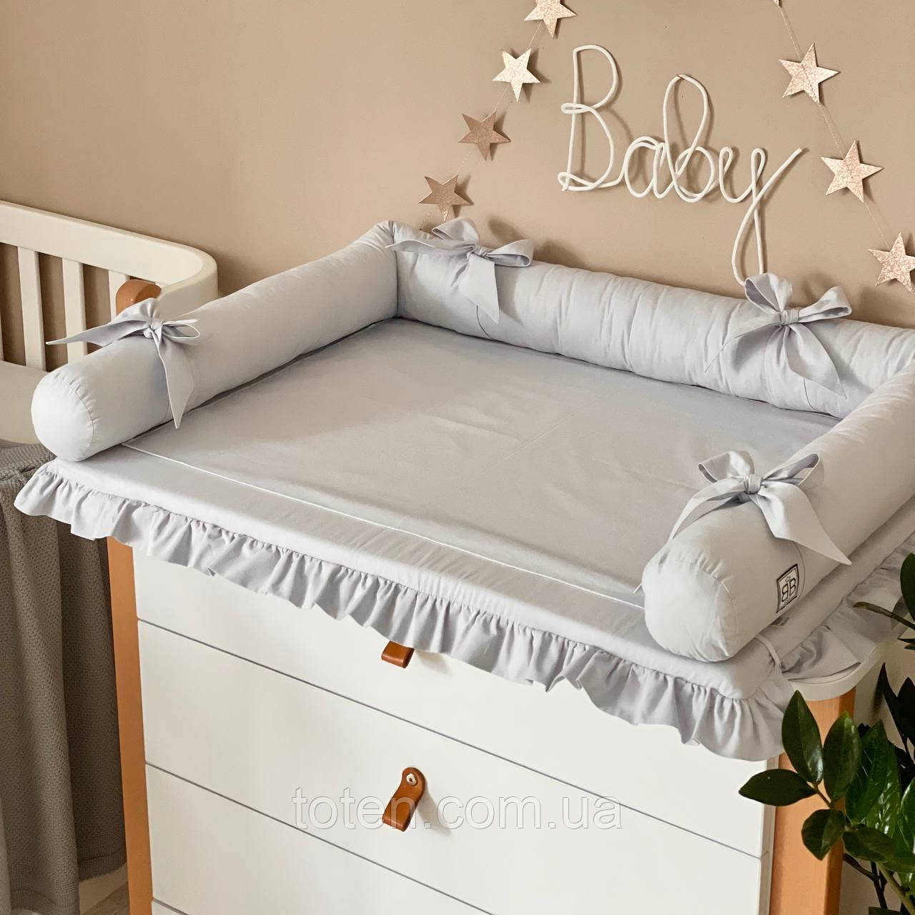 Пеленальний матрацик поплін з рюшем 60х80, фото 1