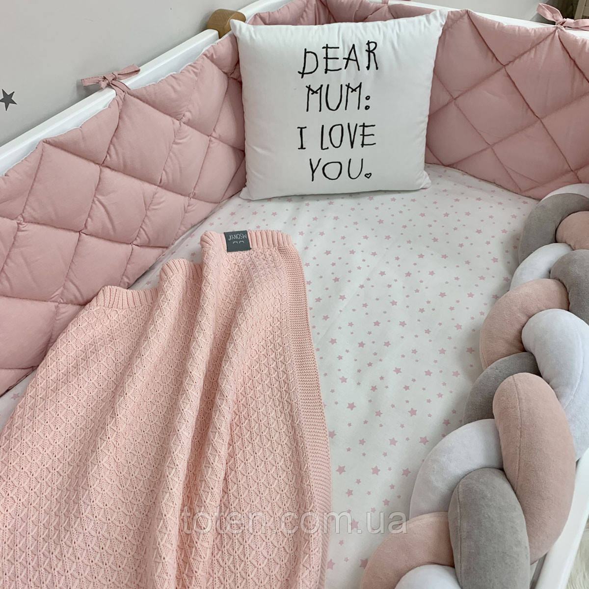 Стеганий борт на три сторони Монако пудра топ, фото 1