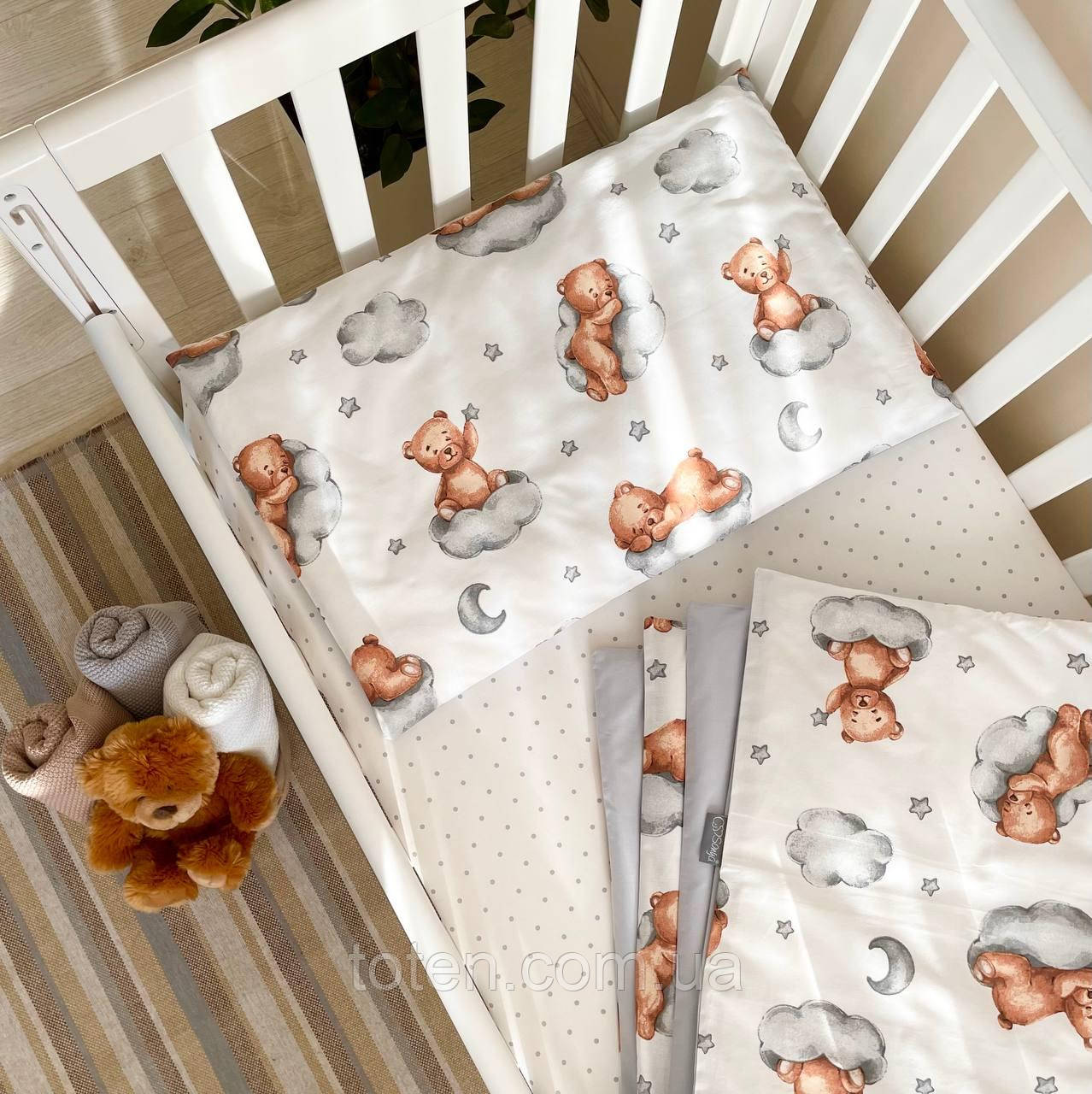 Змінне ліжко Baby Mix Тедді сірий топ, фото 1
