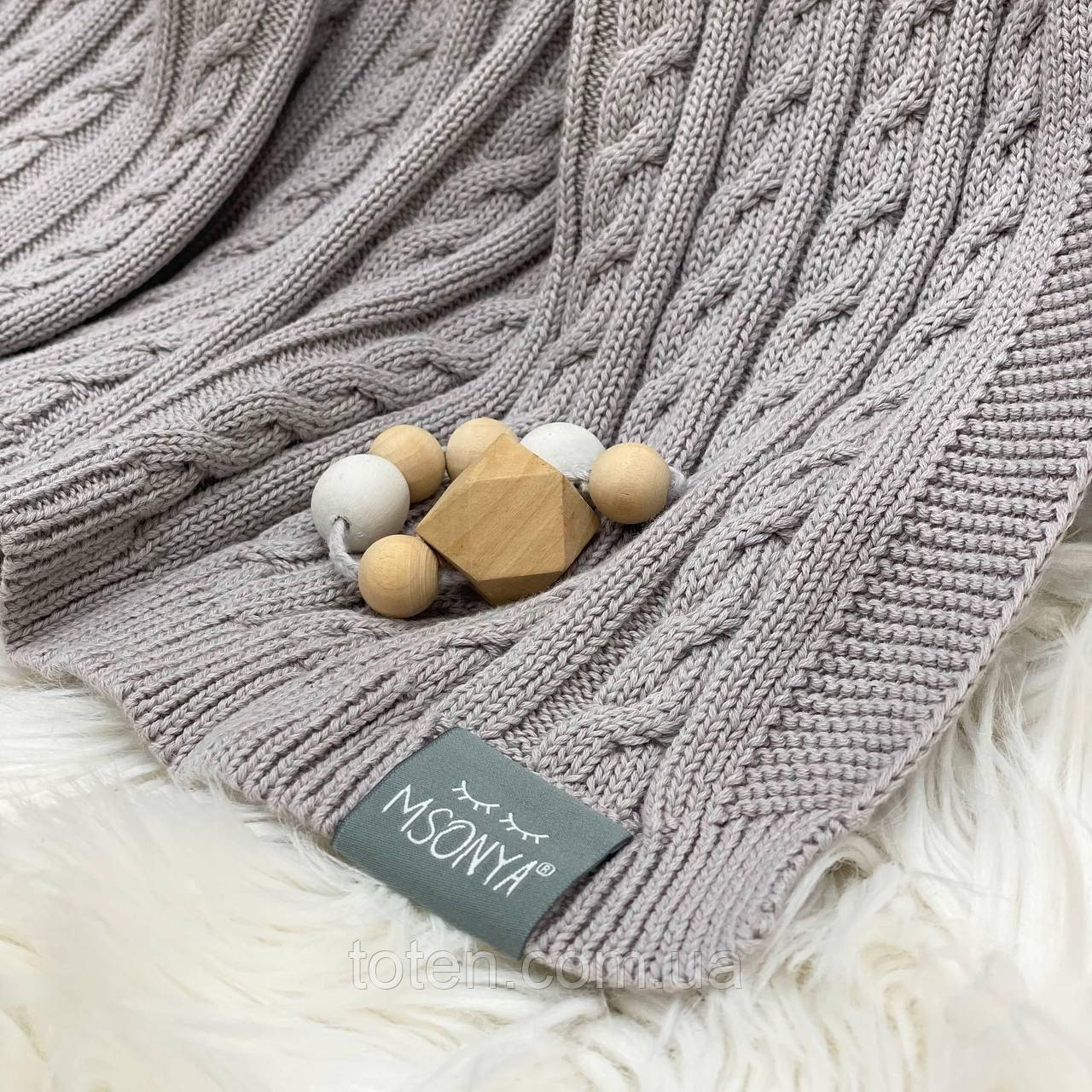 Плед бавовна Коса сірий, 80х100+/- 2 см топ, фото 1