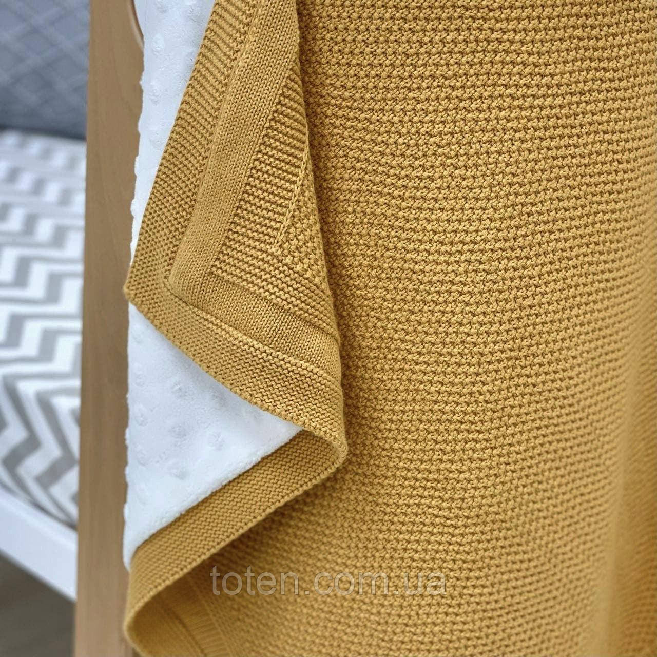 Плед бавовна Wellsoft Рогожка гірчиця, 80х100 +/- 2 см топ, фото 1