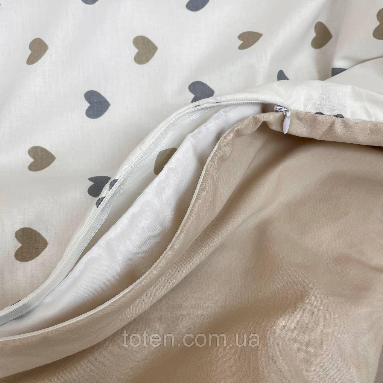 Комплект постільної білизни для новонародженого Baby Mix Сіро-бежеві серця, фото 1