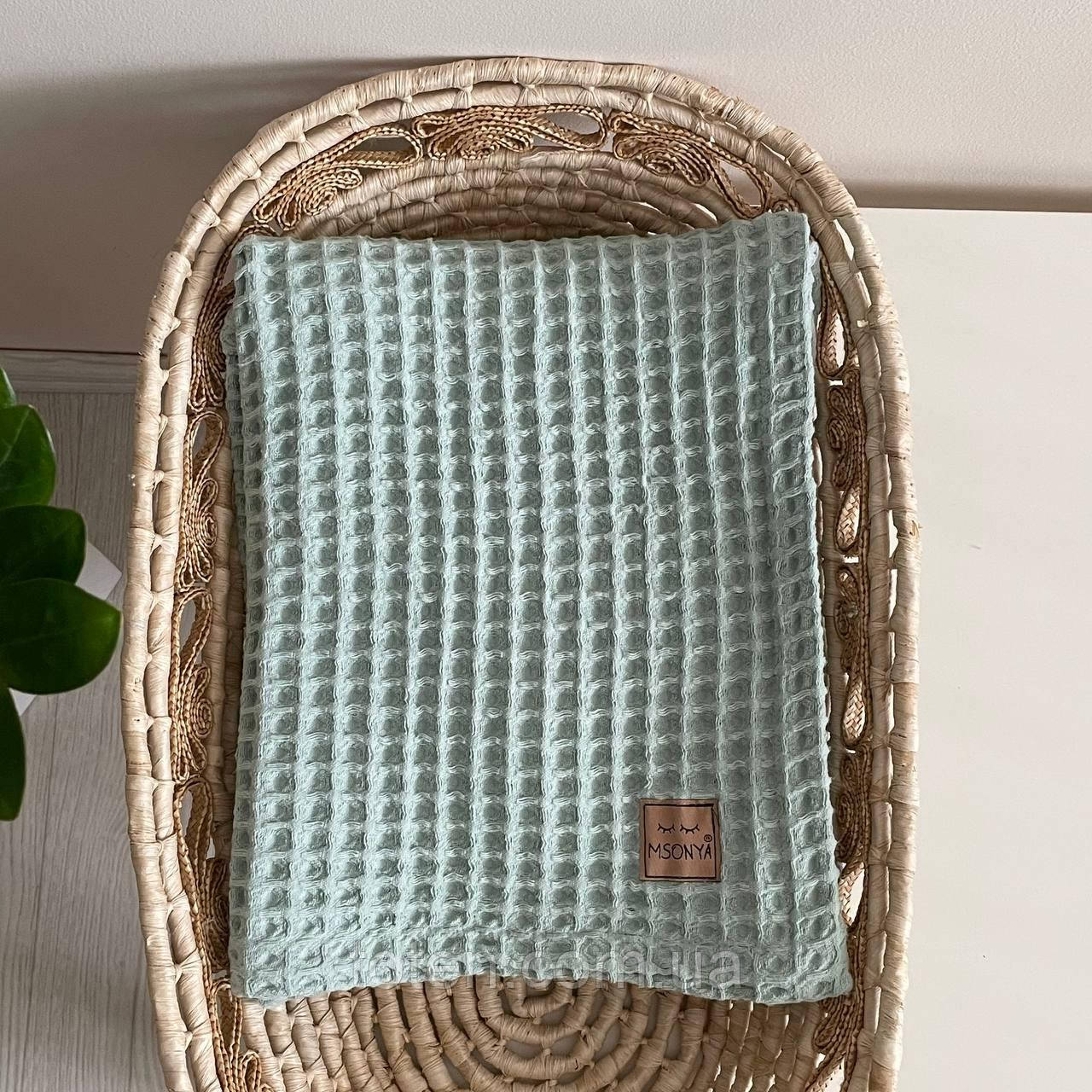 Плед вафля "грецька" м'ята топ, фото 1