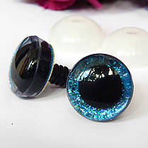 Вічка для іграшок блискучі 20 мм + кріплення, трапеція, блакитні (2 шт), фото 3