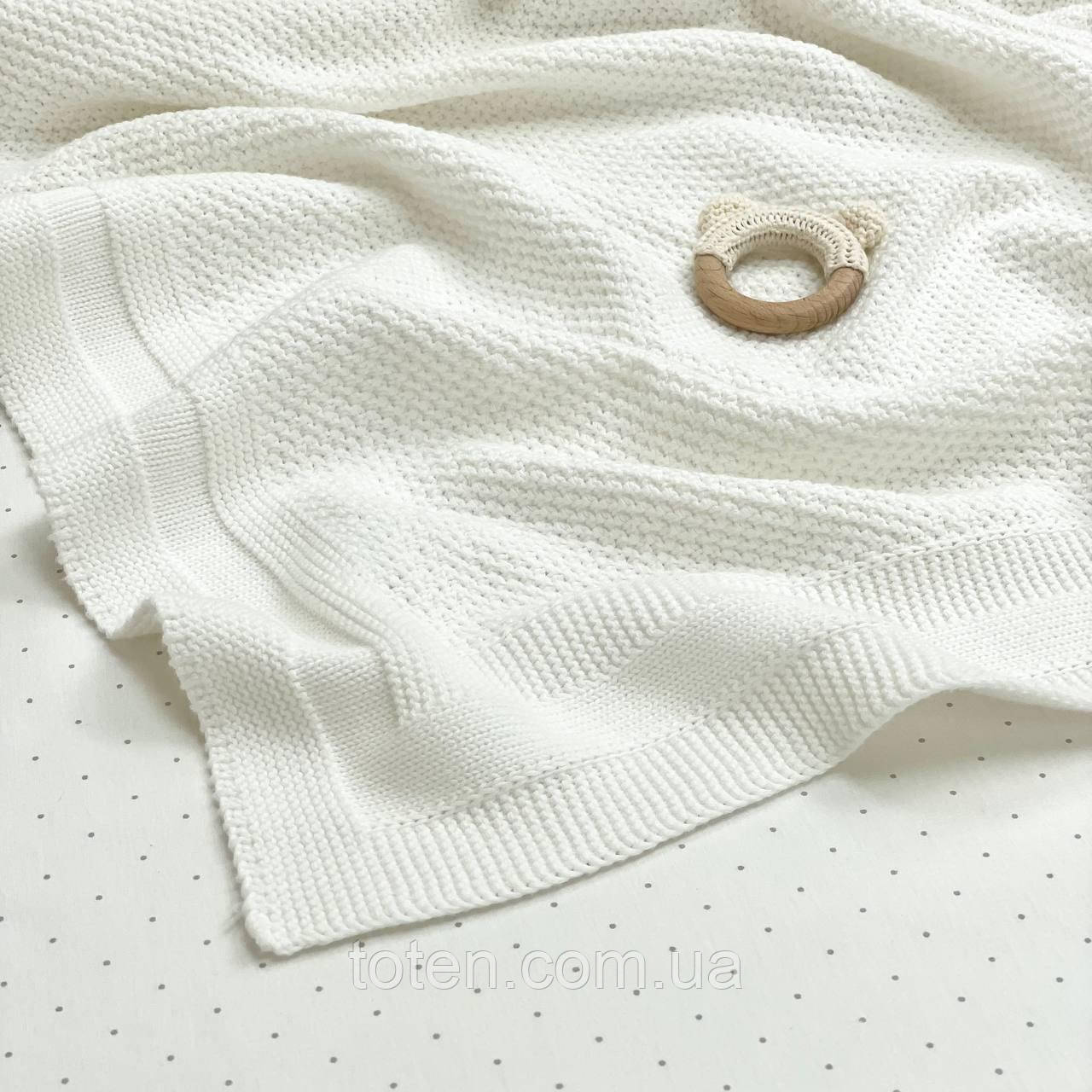 Плед бавовна Рогожка білий, 80х100+/- 2 см топ, фото 1