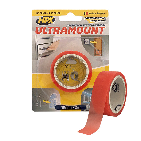 ULTRA MOUNT - 19мм x 50м - ультра-тонка прозора монтажна стрічка (скотч) для непомітних з'єднань