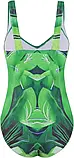 Закритий купальник з чашками в зеленому кольорі з малюнком на широкий бретелях, фото 4