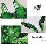 Закритий купальник з чашками в зеленому кольорі з малюнком на широкий бретелях, фото 5