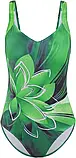 Закритий купальник з чашками в зеленому кольорі з малюнком на широкий бретелях, фото 2