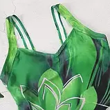 Закритий купальник з чашками в зеленому кольорі з малюнком на широкий бретелях, фото 6