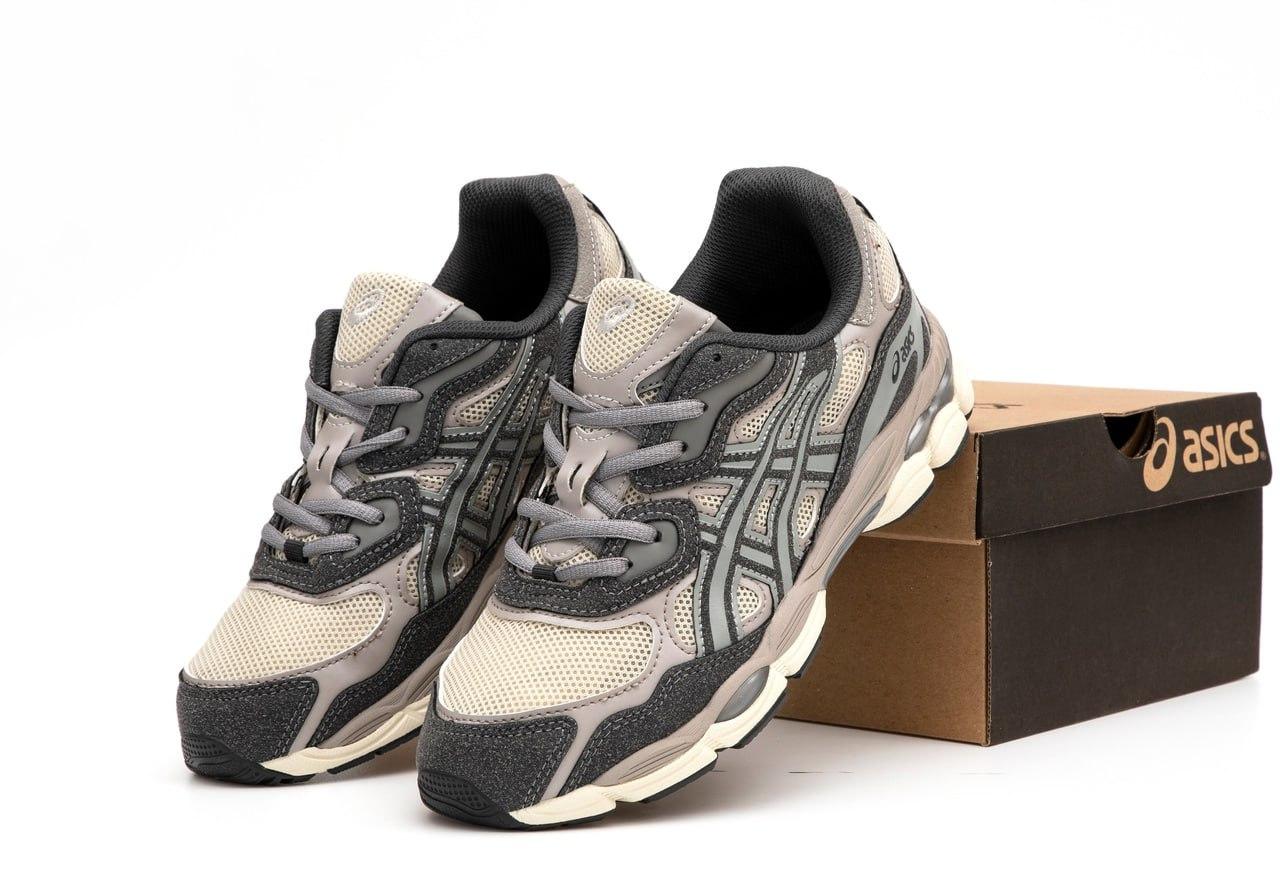 Чоловічі кросівки Asics Gel NYC Beige Grey (Бежеві) Взуття Асікс Гель Нук сітка замшеві вставки демісезон